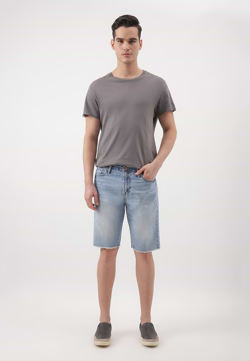 UnExcess Pledge | Light Indigo Mid Rise Straight Shorts