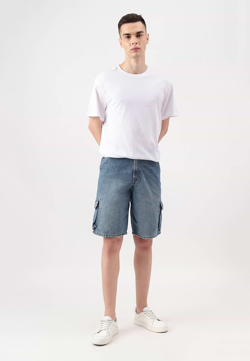 UnExcess Pledge | Mid Indigo High Rise Straight Shorts