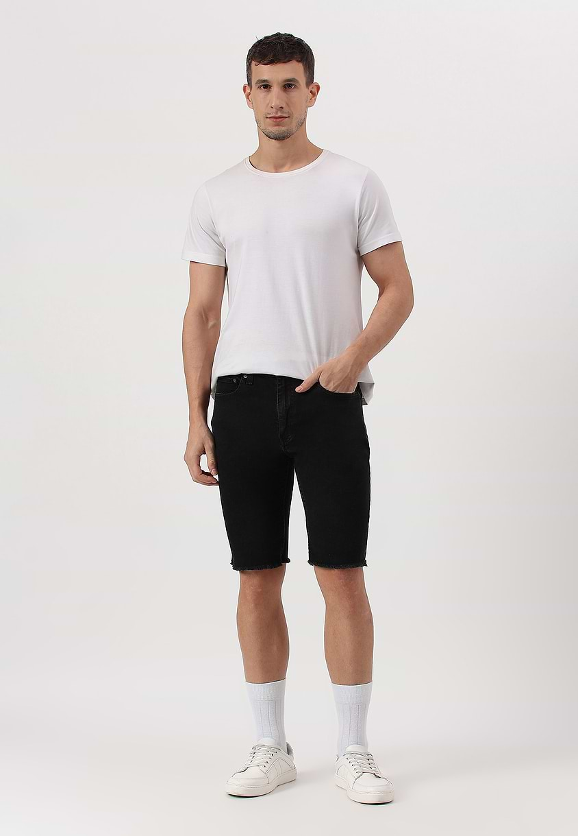 UnExcess Pledge | Black Mid Rise Straight Shorts