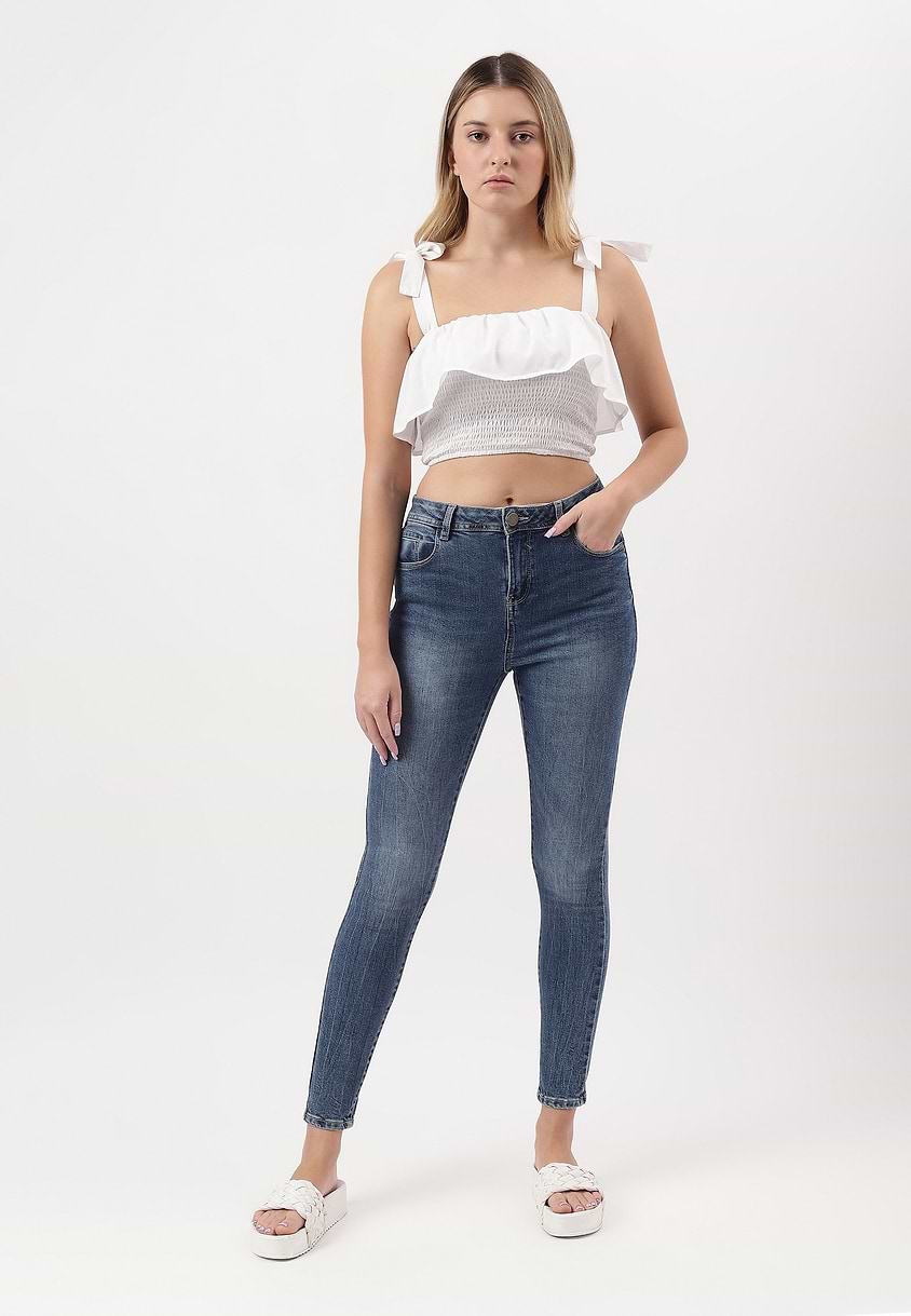UnExcess Pledge | Mid Indigo High Rise Cropped Skinny Jeans