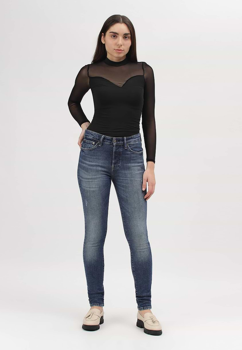 UnExcess Pledge | Mid Indigo High Rise Regular Skinny Jeans