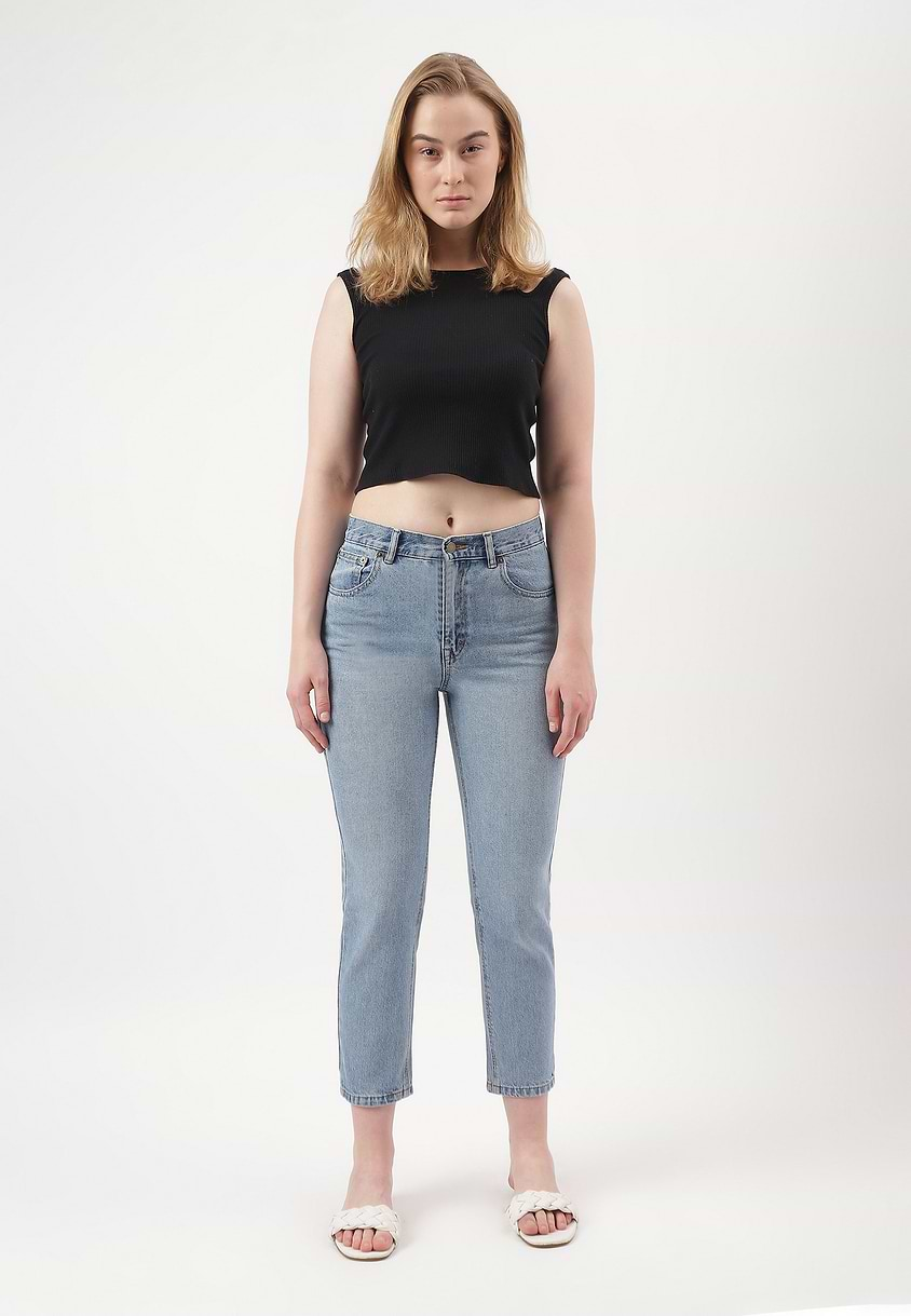 UnExcess Pledge | Light Indigo High Rise Cropped Slim Jeans