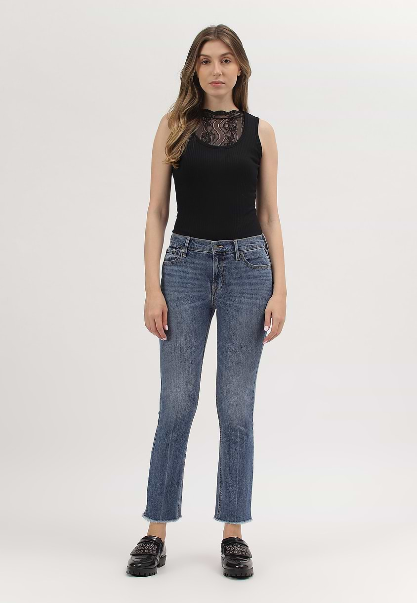 UnExcess Pledge | Mid Indigo Mid Rise Cropped Bootcut Jeans