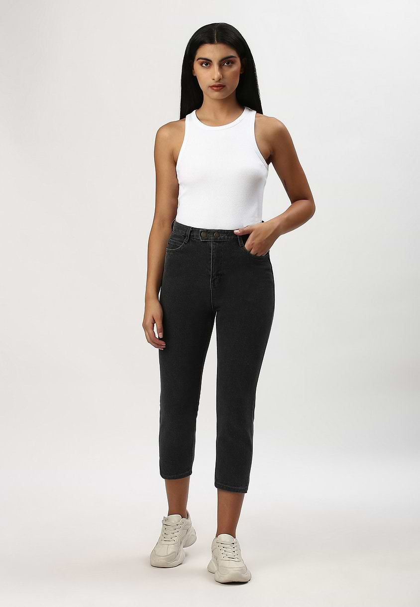 UnExcess Pledge | Black High Rise Cropped Slim Jeans