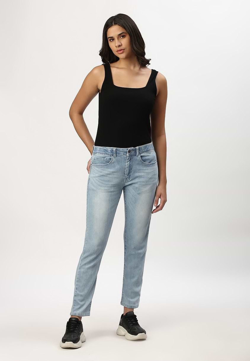 UnExcess Pledge | Light Indigo High Rise Cropped Slim Jeans