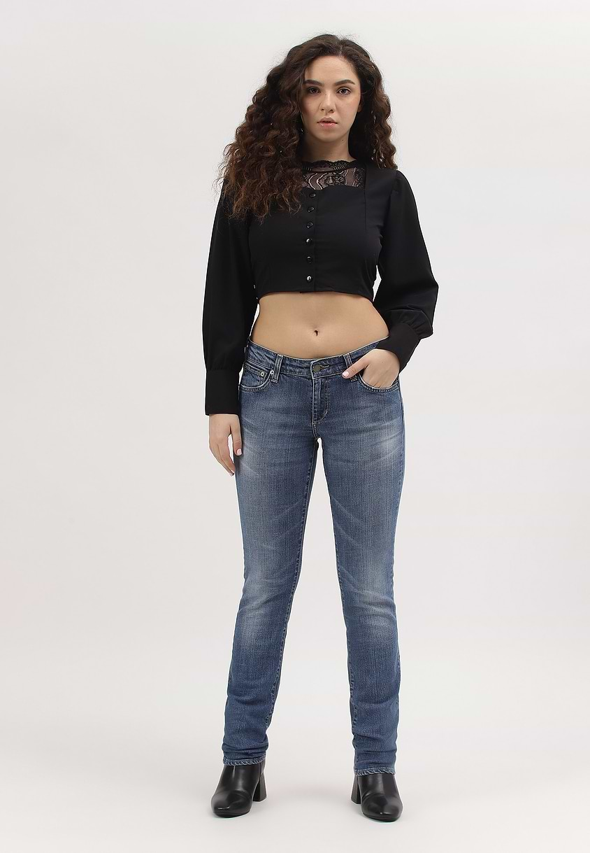 UnExcess Pledge | Mid Indigo Low Rise Regular Slim Jeans