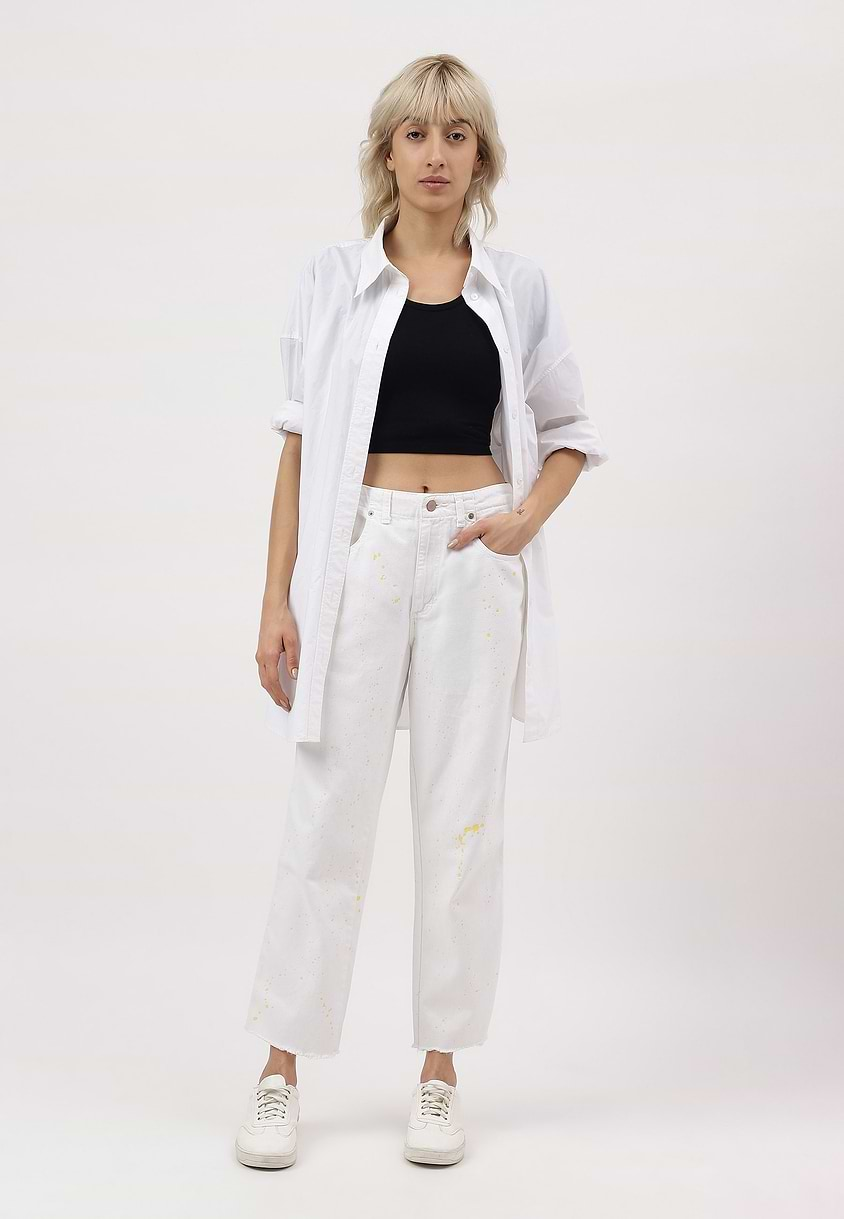 UnExcess Pledge | White High Rise Cropped Straight Jeans