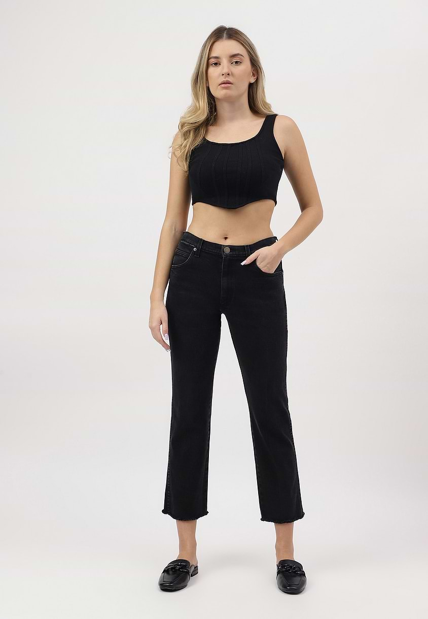 UnExcess Pledge | Black High Rise Cropped Straight Jeans