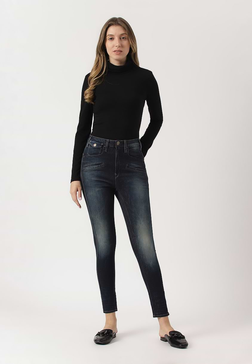 UnWaste Pledge | Dark Indigo High Rise Cropped Skinny Jeans