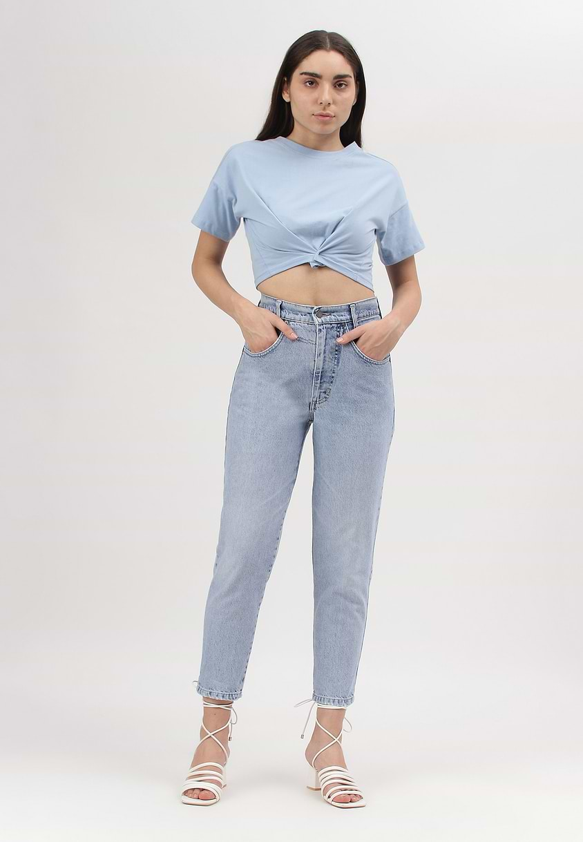 UnExcess Pledge | Light Indigo High Rise Cropped Mom Fit Jeans