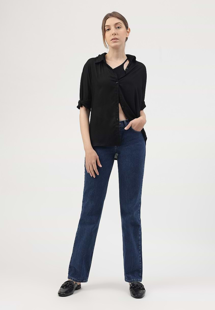 Re.Street Rebel | Dark Indigo Mid Rise Long Straight Jeans