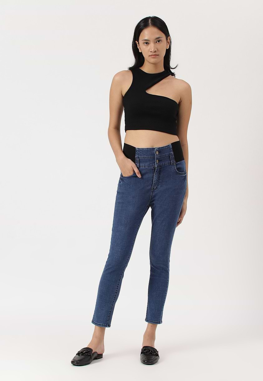 UnExcess Pledge | Mid Indigo Low Rise Cropped Skinny Jeans