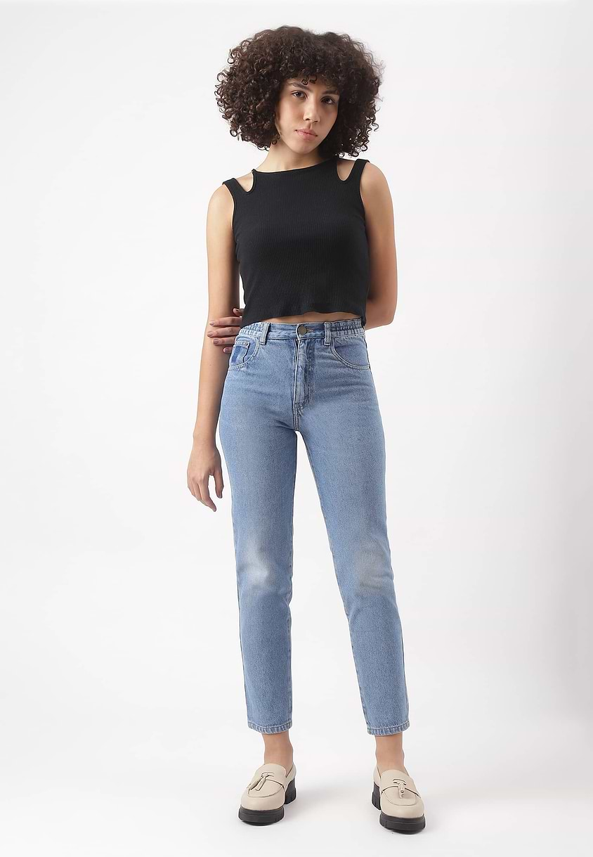 UnExcess Pledge | Mid Indigo High Rise Cropped Slim Jeans