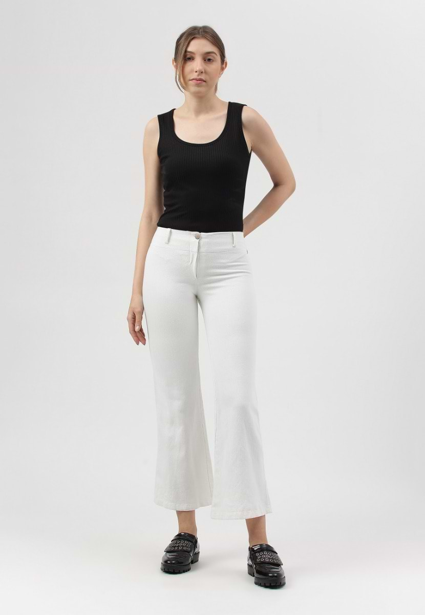 UnExcess Pledge | White Mid Rise Cropped Bootcut Jeans