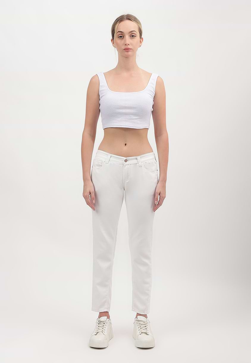 UnExcess Pledge | White Low Rise Cropped Slim Jeans