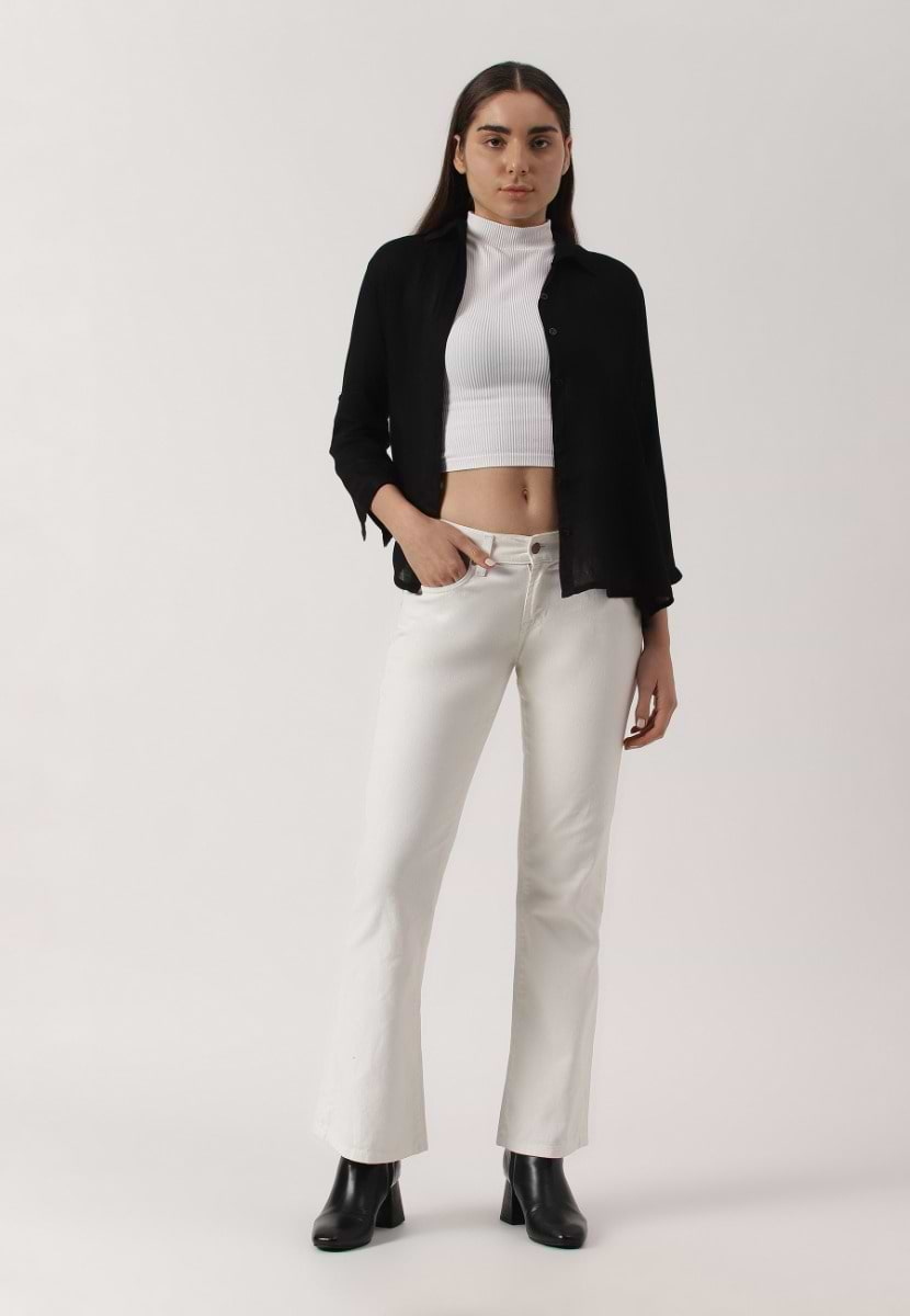 UnExcess Pledge | White Low Rise Regular Wide Legged Jeans