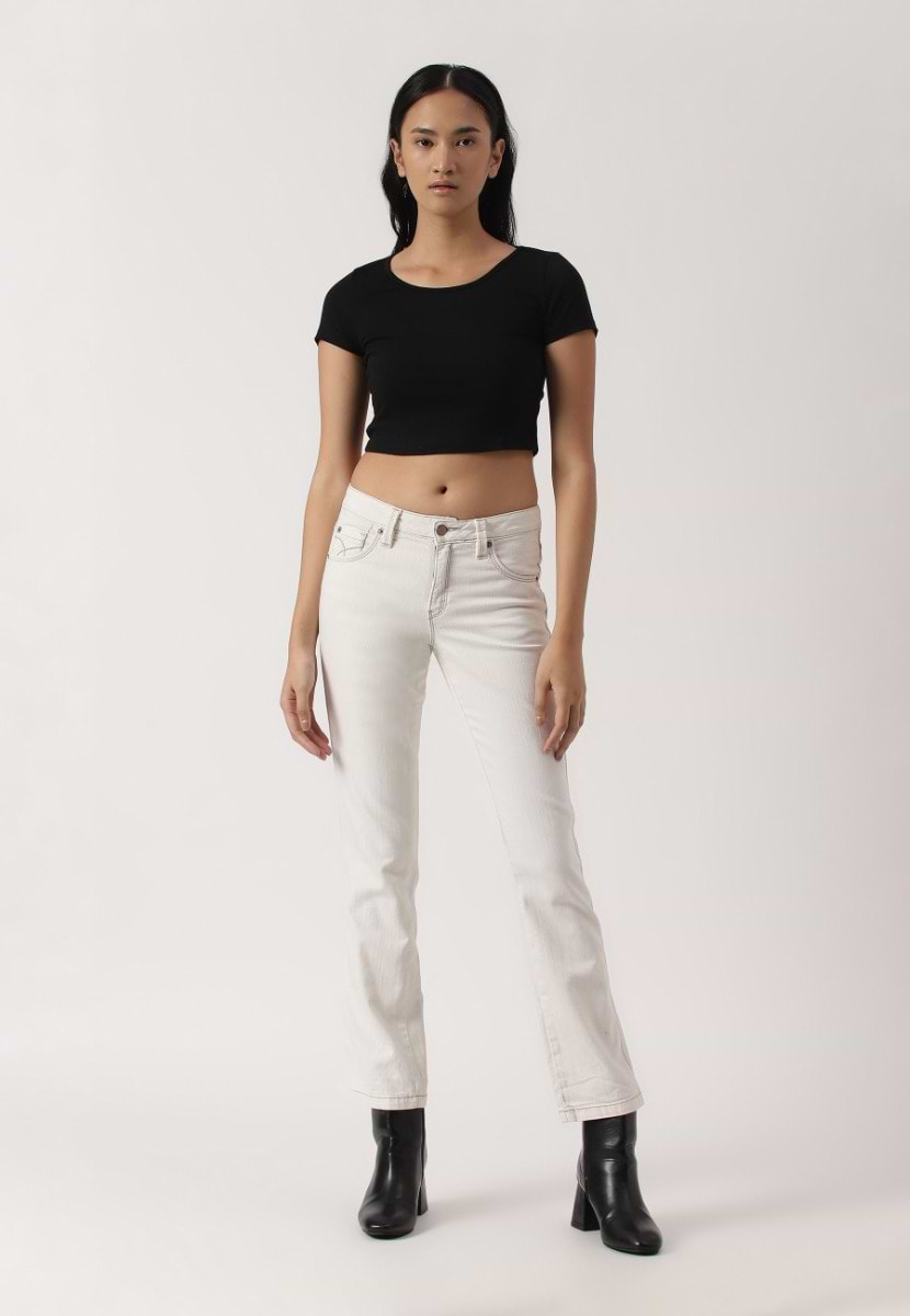 UnExcess Pledge | White Mid Rise Regular Slim Jeans