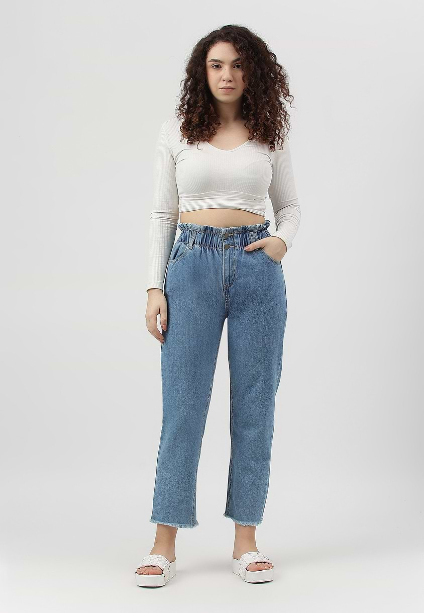 UnExcess Pledge | Light Indigo High Rise Cropped Slim Jeans