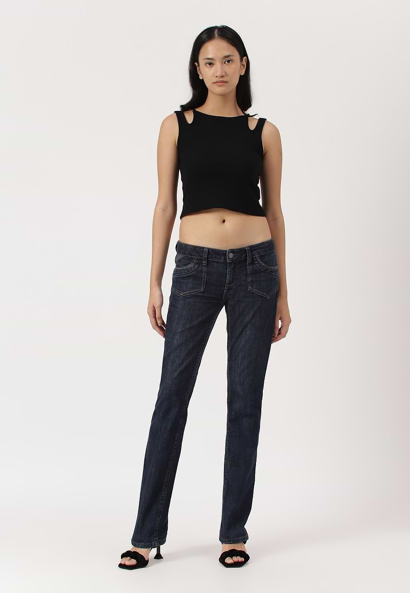 UnWaste Pledge | Dark Indigo Low Rise Long Straight Jeans