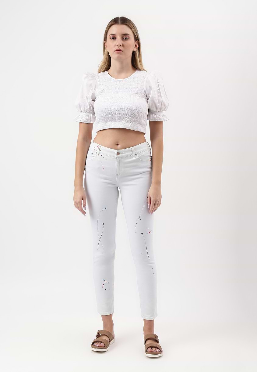 UnExcess Pledge | White Mid Rise Cropped Skinny Jeans