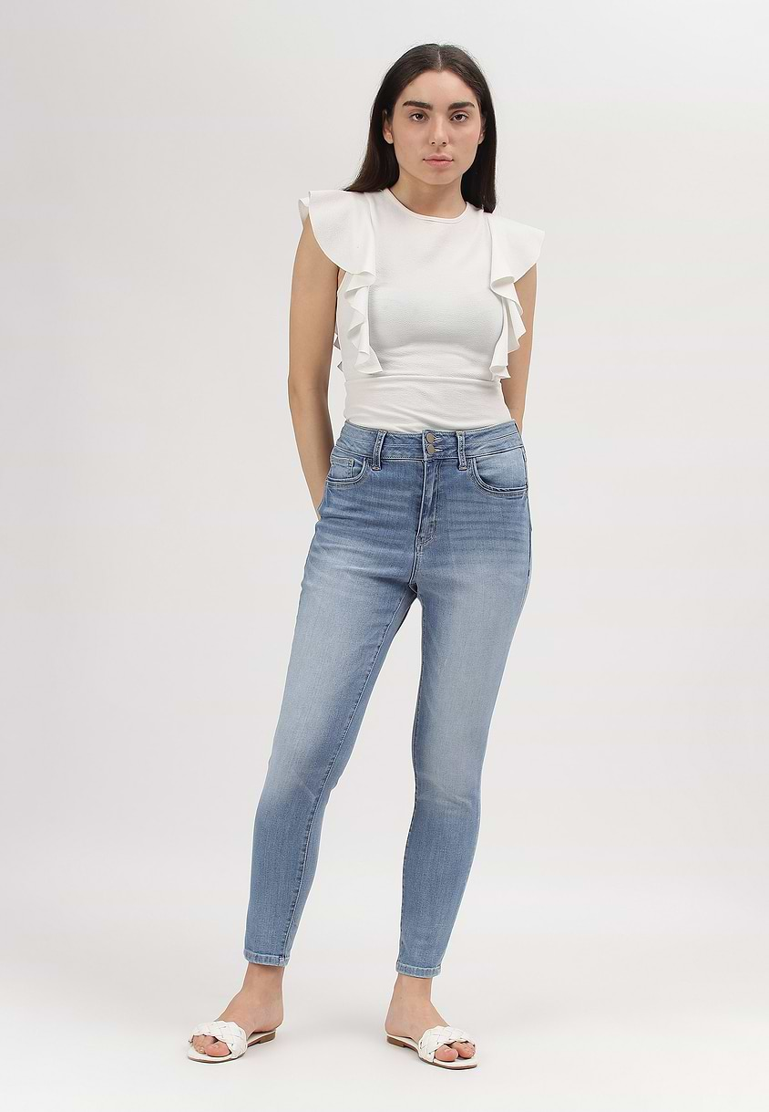 UnExcess Pledge | Mid Indigo High Rise Cropped Skinny Jeans