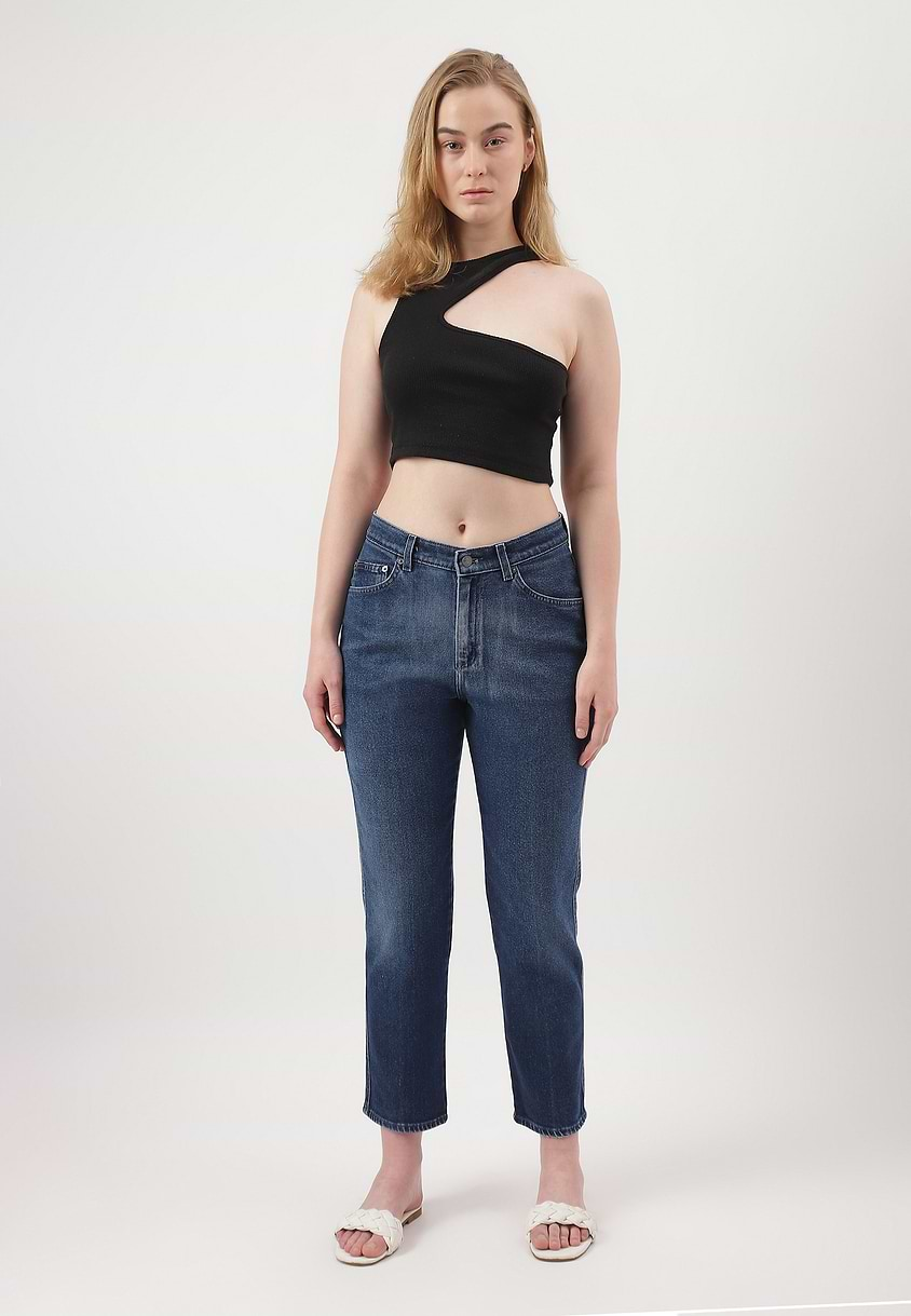 UnWaste Pledge | Dark Indigo High Rise Cropped Straight Jeans