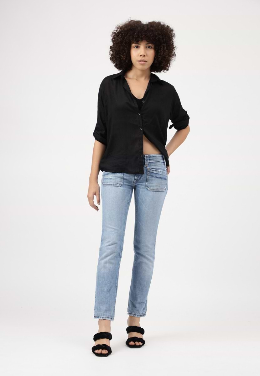 UnExcess Pledge | Light Indigo Low Rise Cropped Slim Jeans