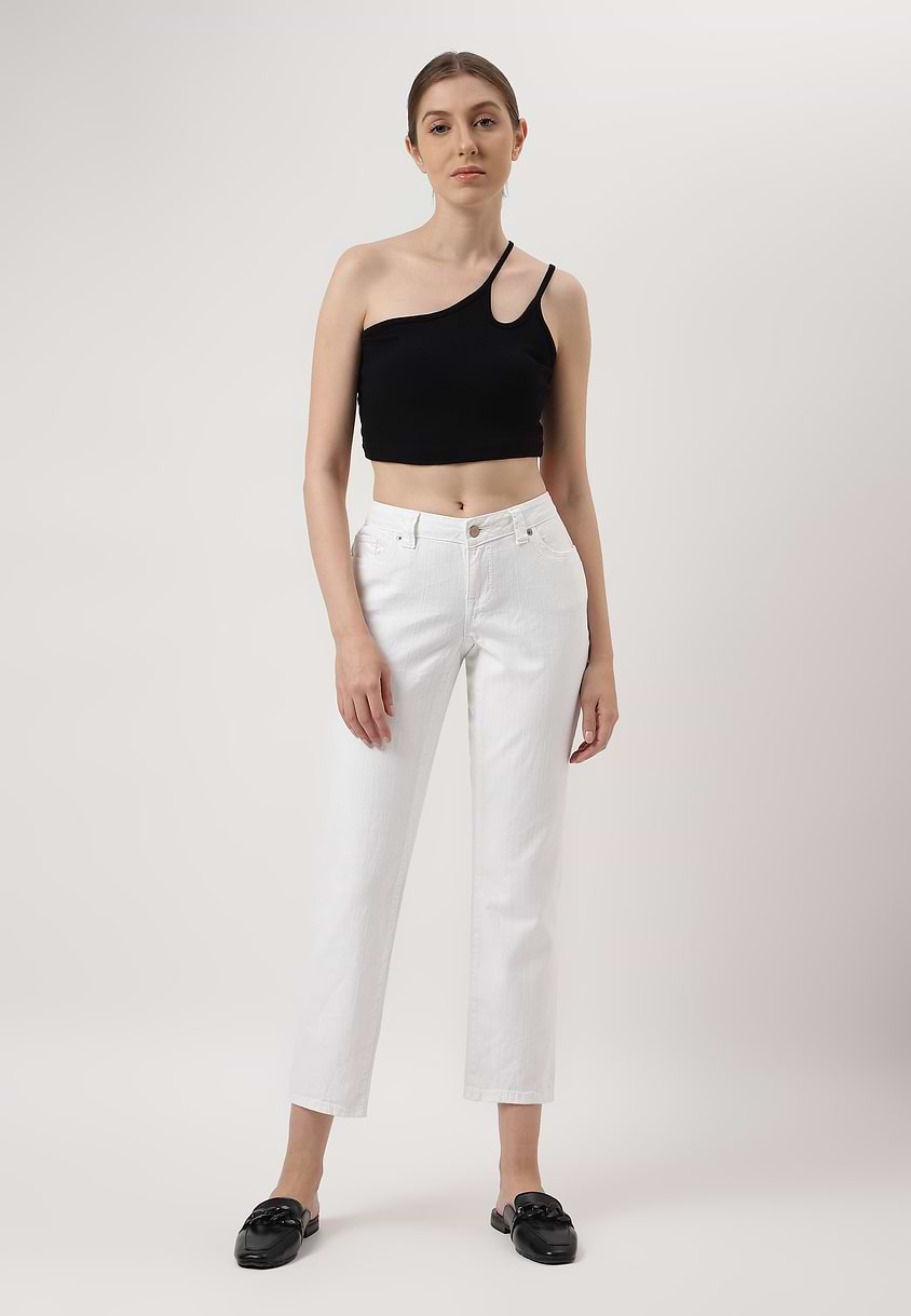 UnExcess Pledge | White Low Rise Cropped Slim Jeans