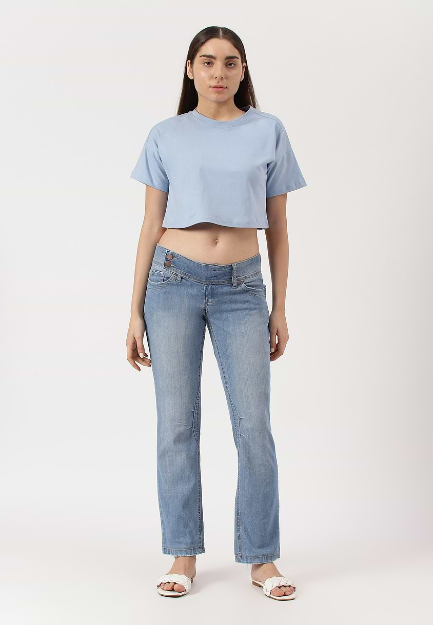 UnExcess Pledge | Light Indigo Low Rise Regular Straight Jeans