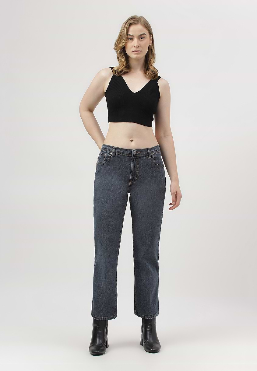 UnWaste Pledge | Dark Indigo High Rise Cropped Straight Jeans