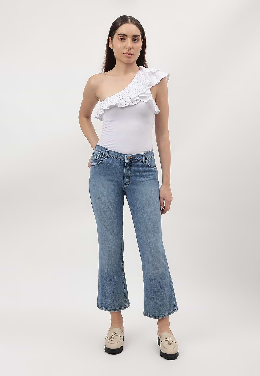 UnExcess Pledge | Mid Indigo Mid Rise Cropped Bootcut Jeans