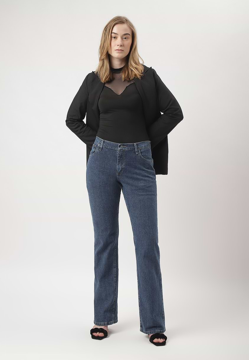 UnWaste Pledge | Dark Indigo High Rise Long Wide Legged Jeans