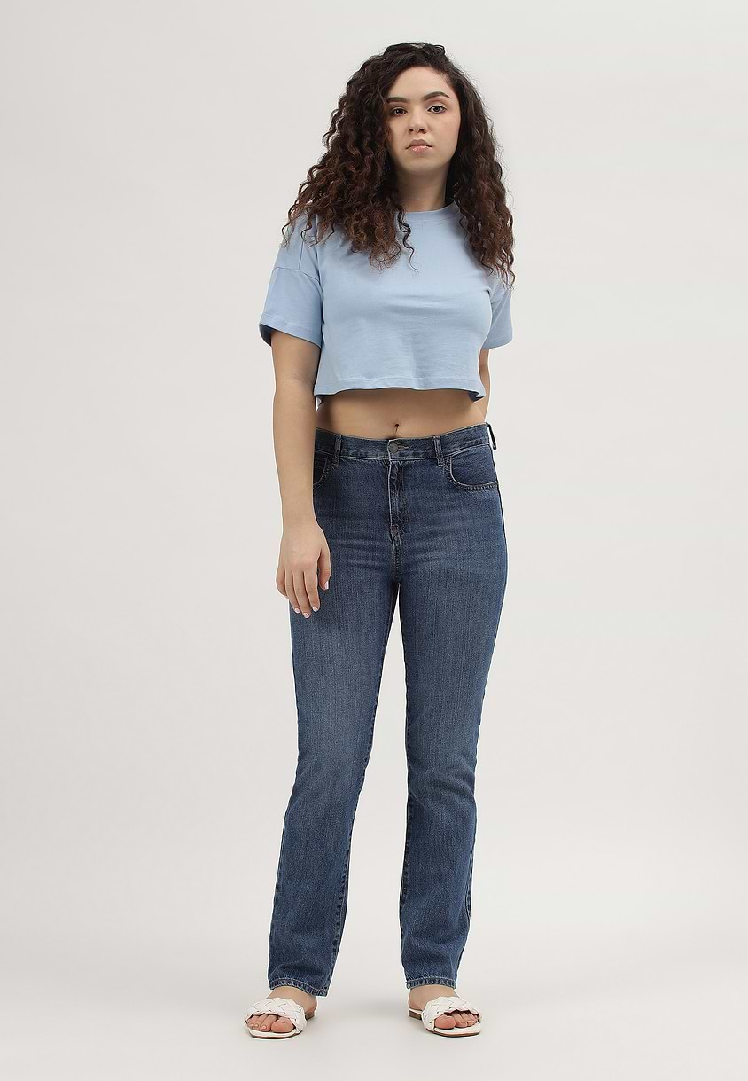 UnWaste Pledge | Dark Indigo High Rise Cropped Straight Jeans