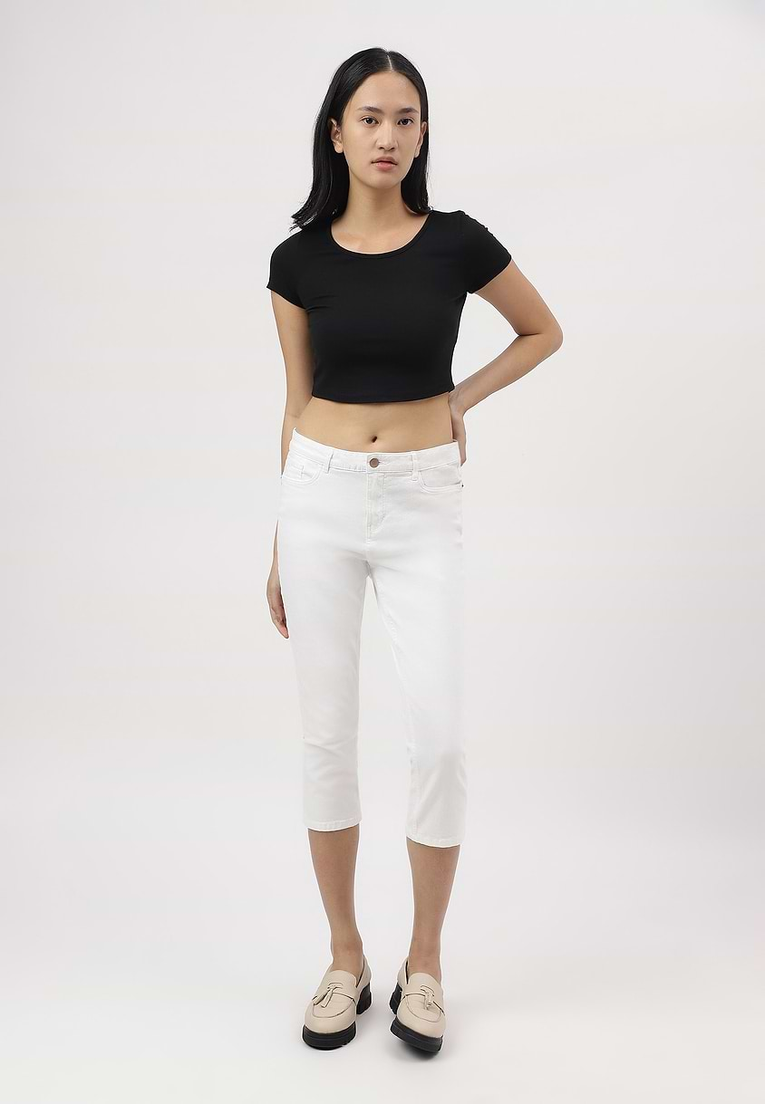 UnExcess Pledge | White Mid Rise Cropped Skinny Jeans