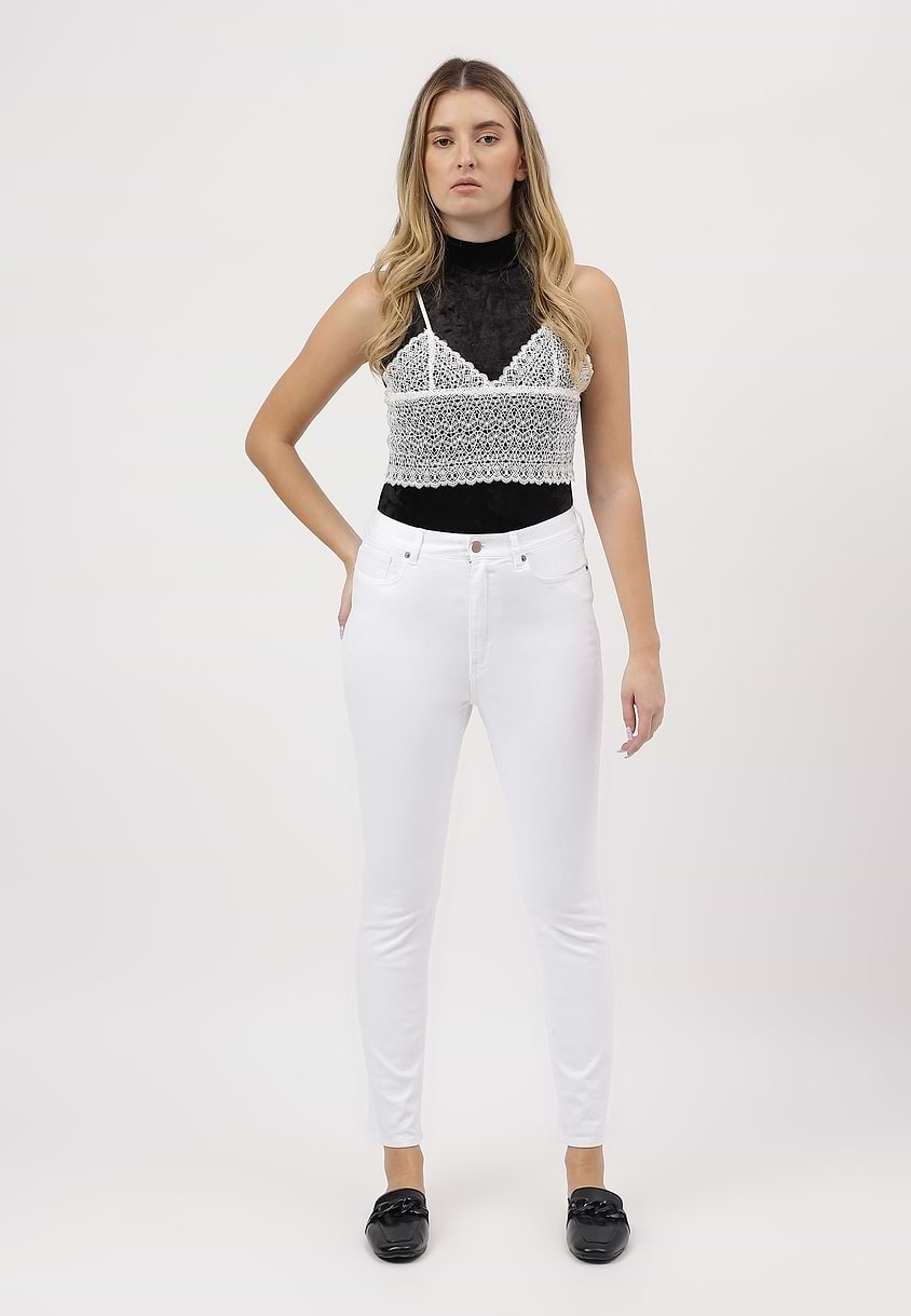 UnExcess Pledge | White High Rise Cropped Slim Jeans