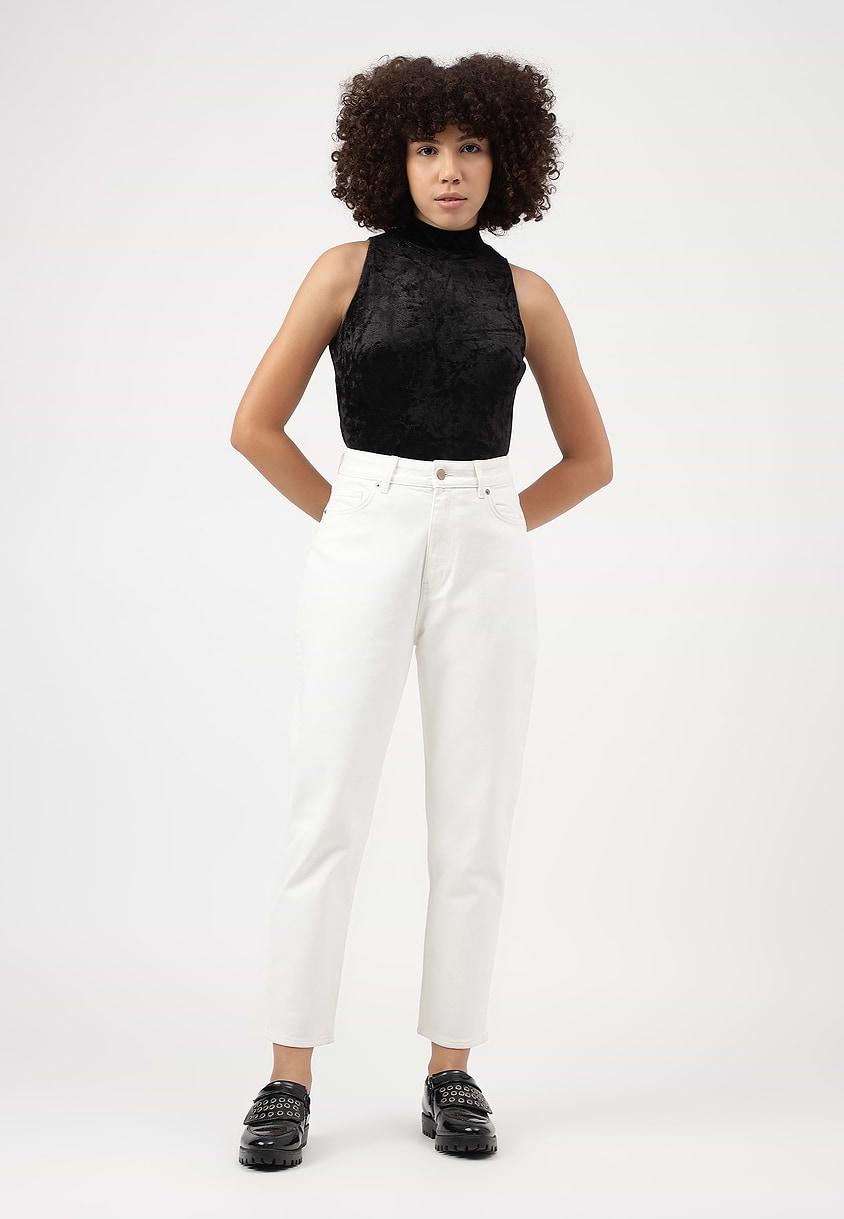 UnExcess Pledge | White High Rise Cropped Slim Jeans