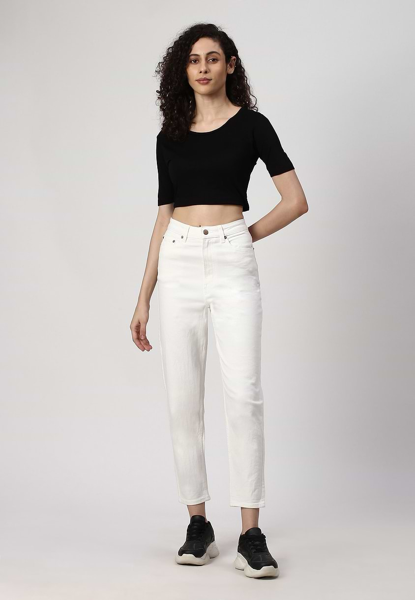 UnExcess Pledge | White High Rise Cropped Slim Jeans