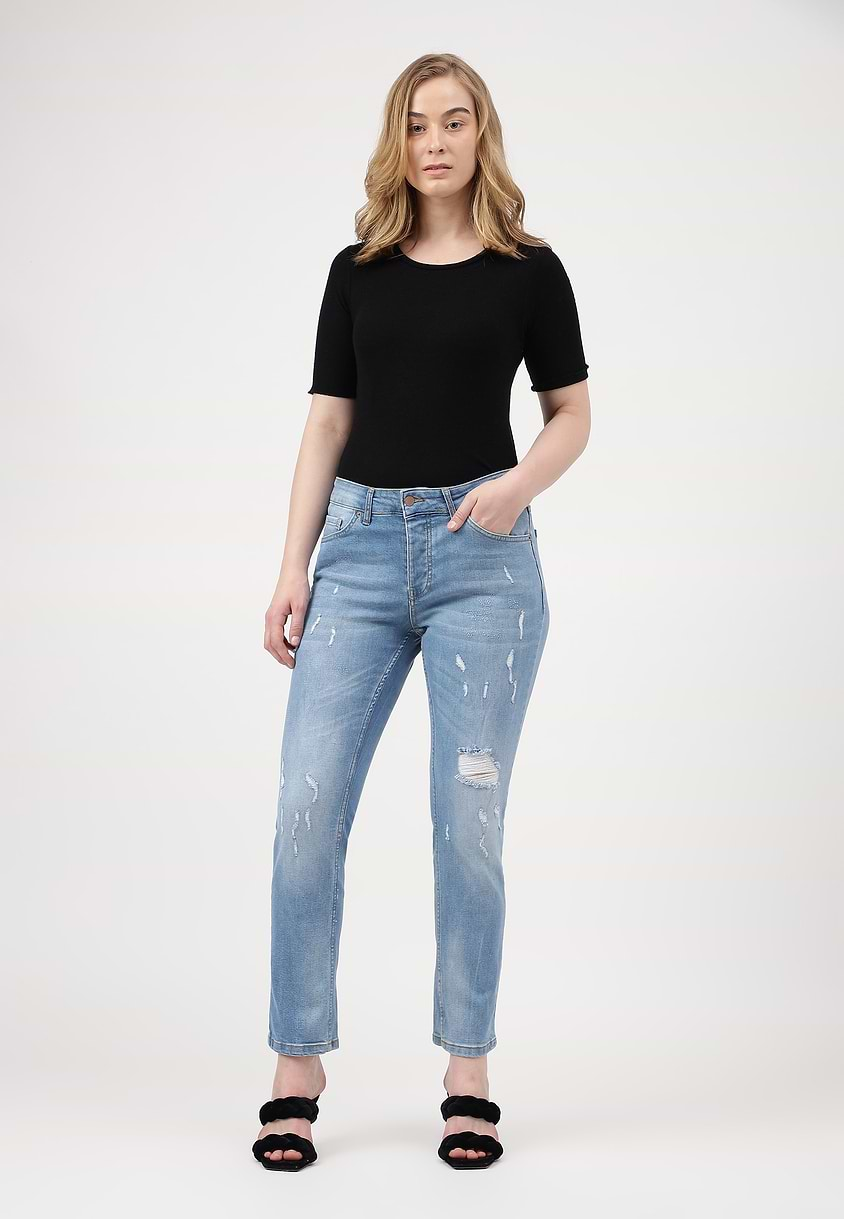 UnExcess Pledge | Light Indigo High Rise Cropped Slim Jeans