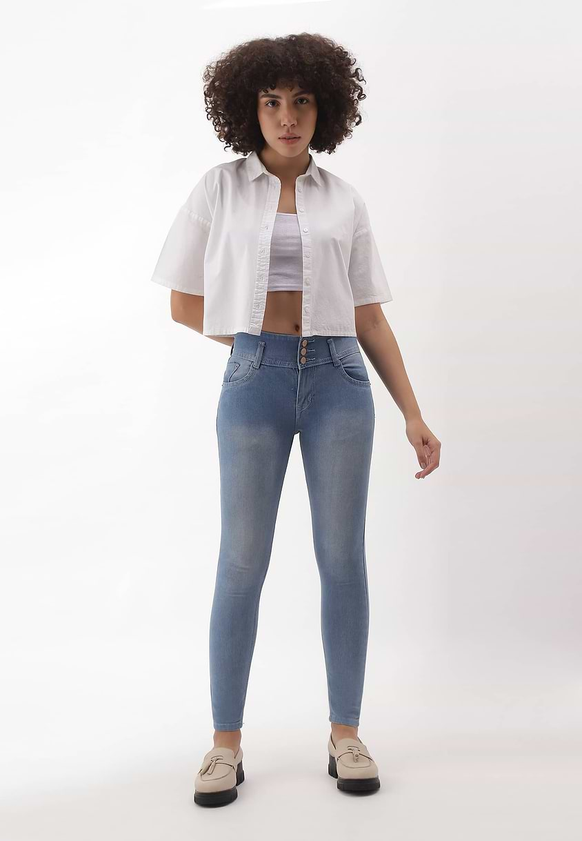 UnExcess Pledge | Light Indigo Mid Rise Cropped Skinny Jeans