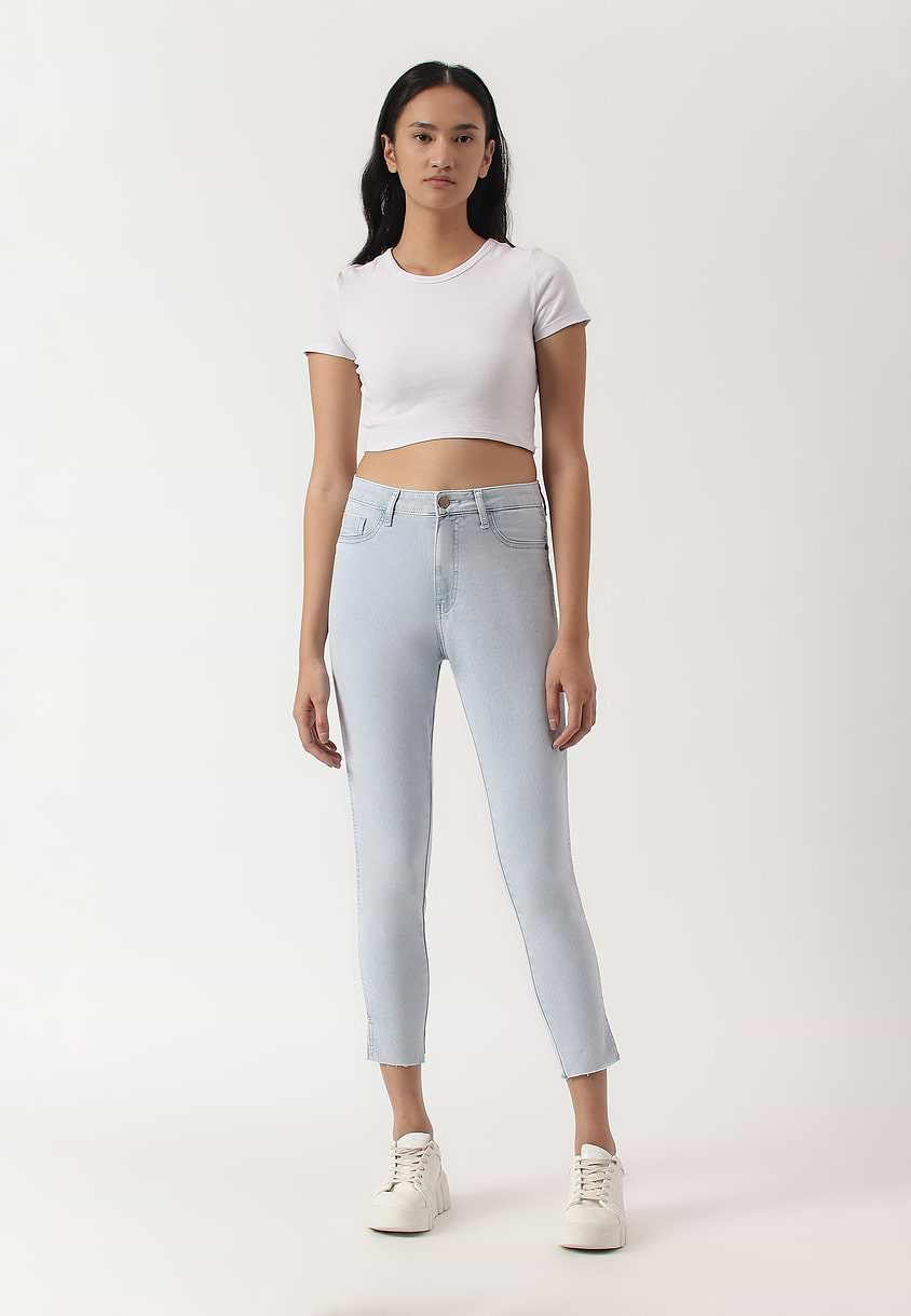 UnExcess Pledge | Light Indigo High Rise Cropped Skinny Jeans