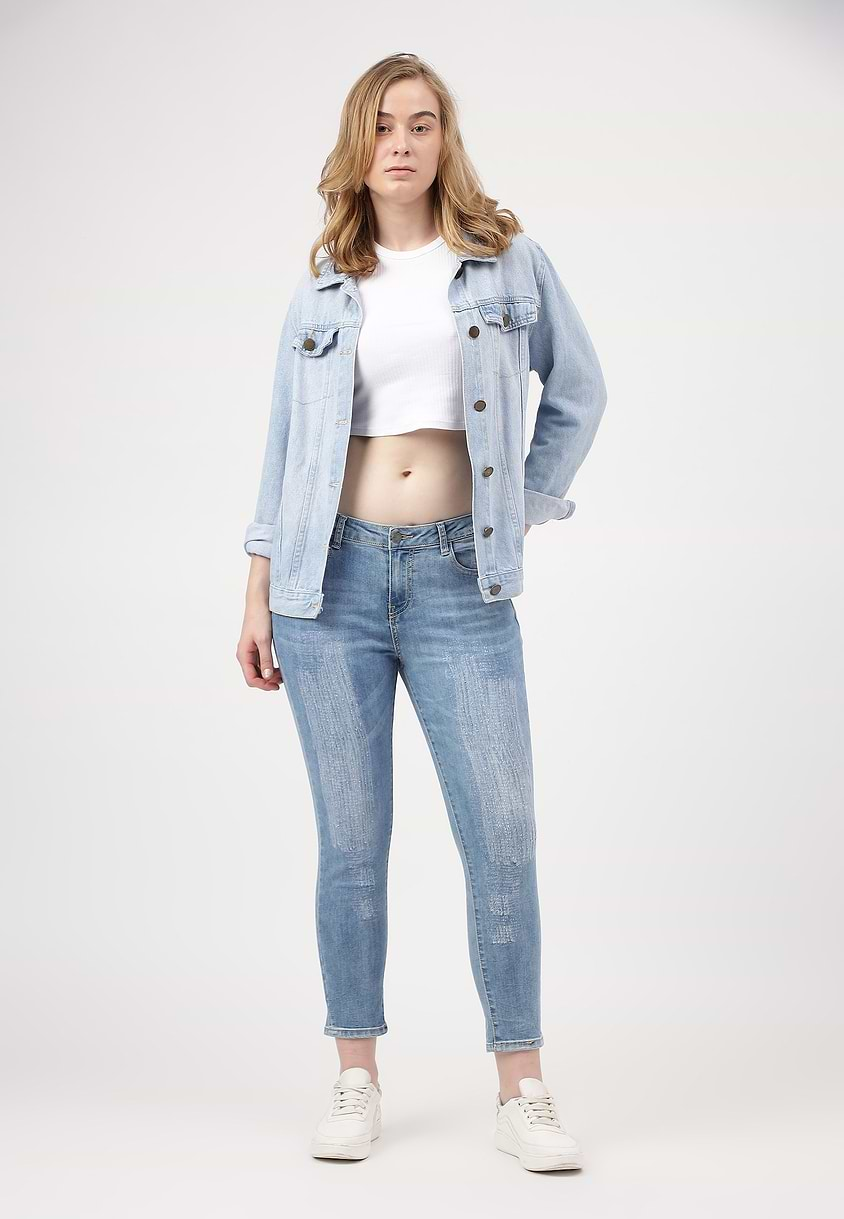 UnExcess Pledge | Light Indigo Mid Rise Cropped Skinny Jeans