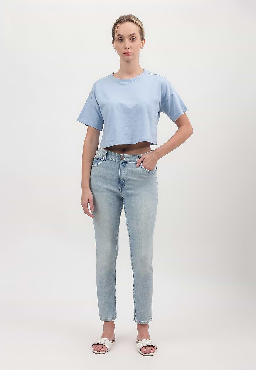 UnExcess Pledge | Light Indigo High Rise Cropped Skinny Jeans