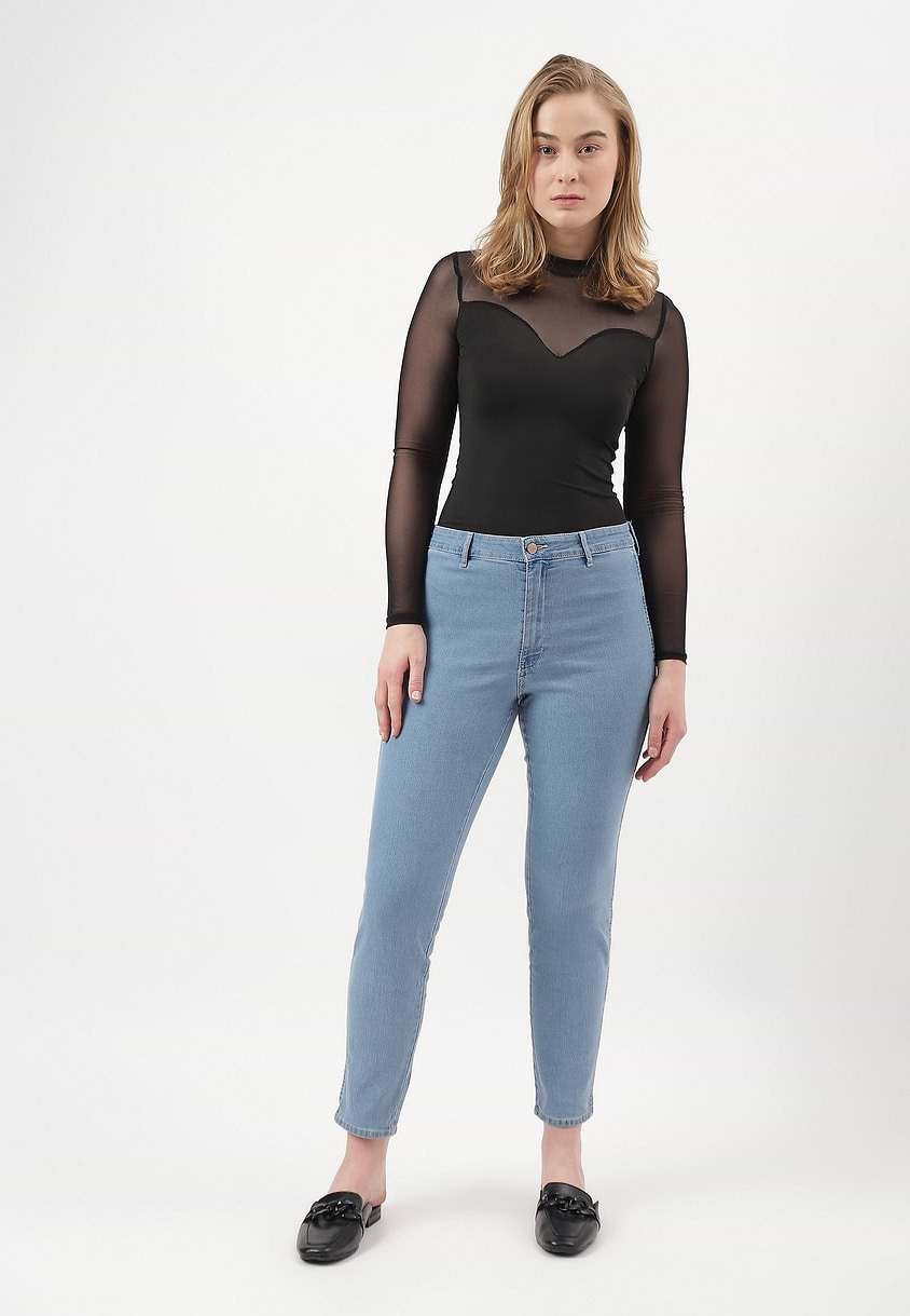 UnExcess Pledge | Light Indigo High Rise Cropped Skinny Jeans