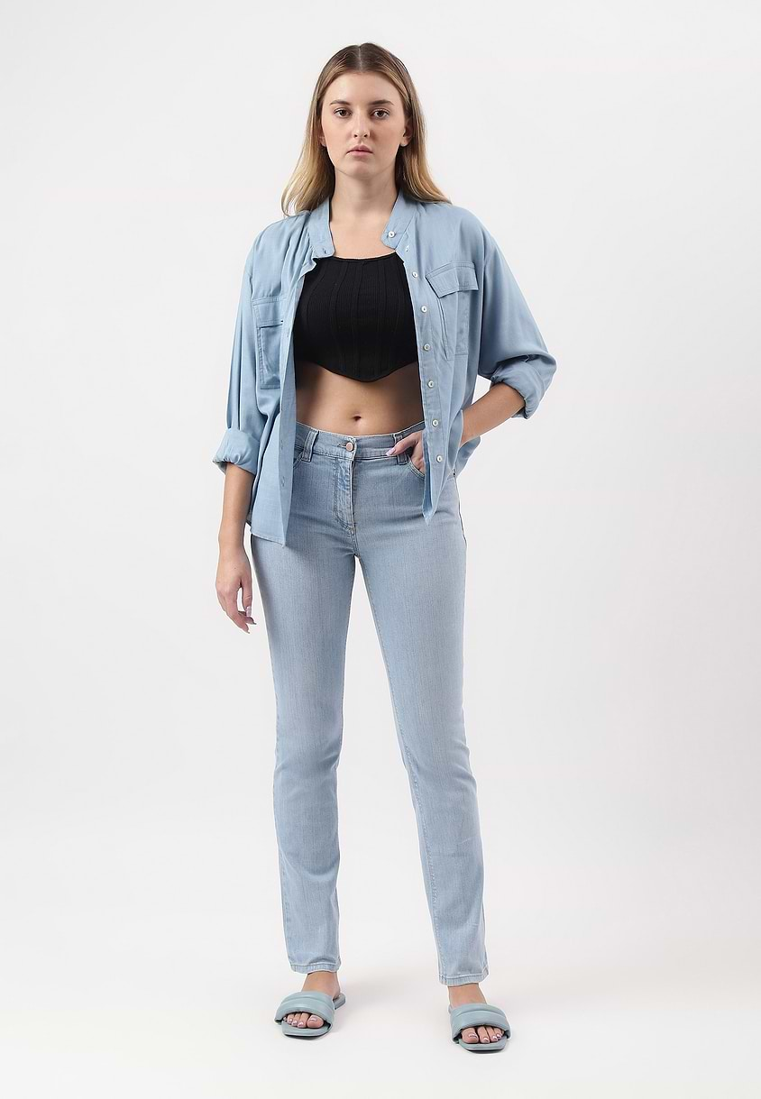 UnExcess Pledge | Light Indigo Mid Rise Regular Slim Jeans