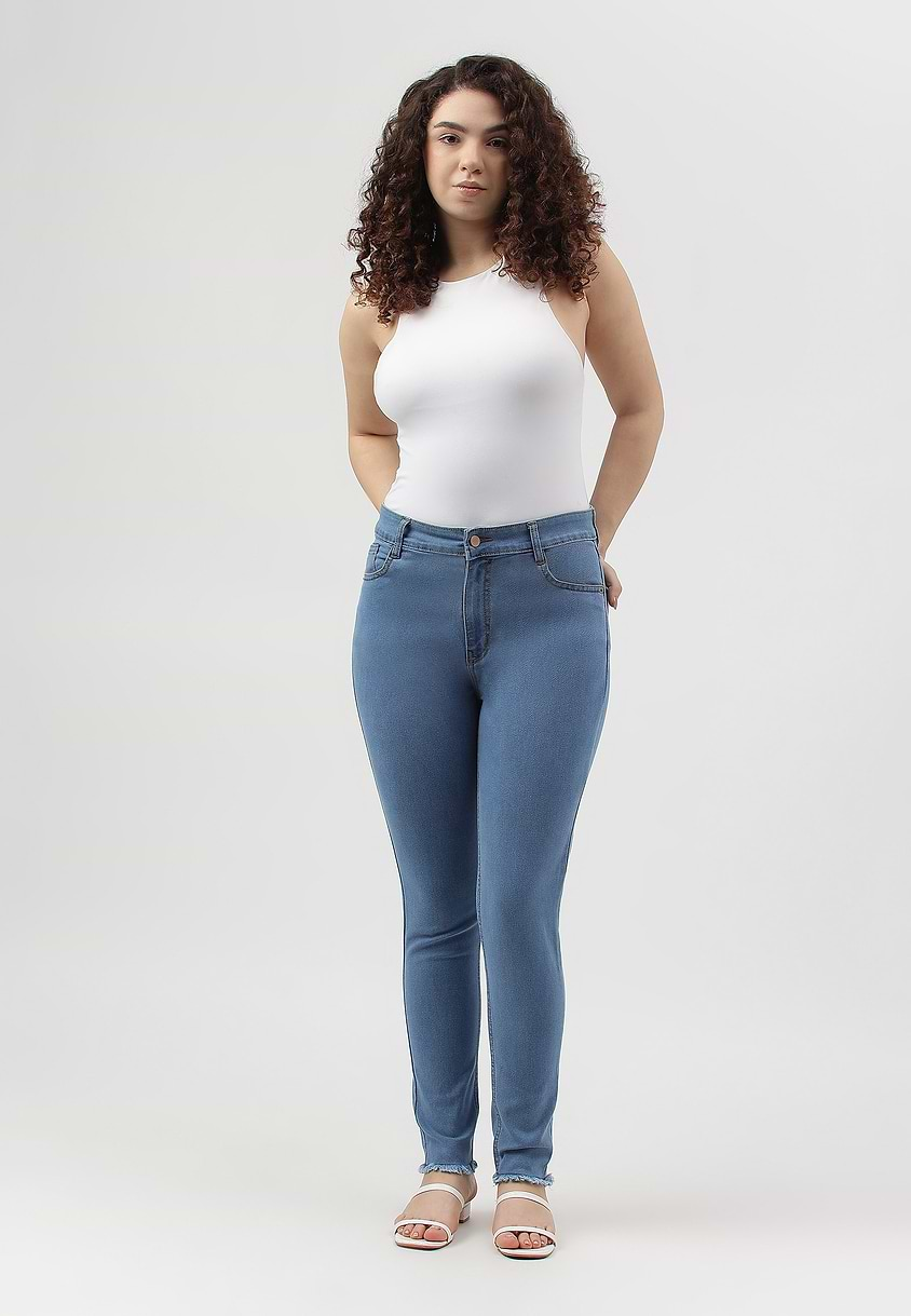 UnExcess Pledge | Light Indigo High Rise Cropped Skinny Jeans