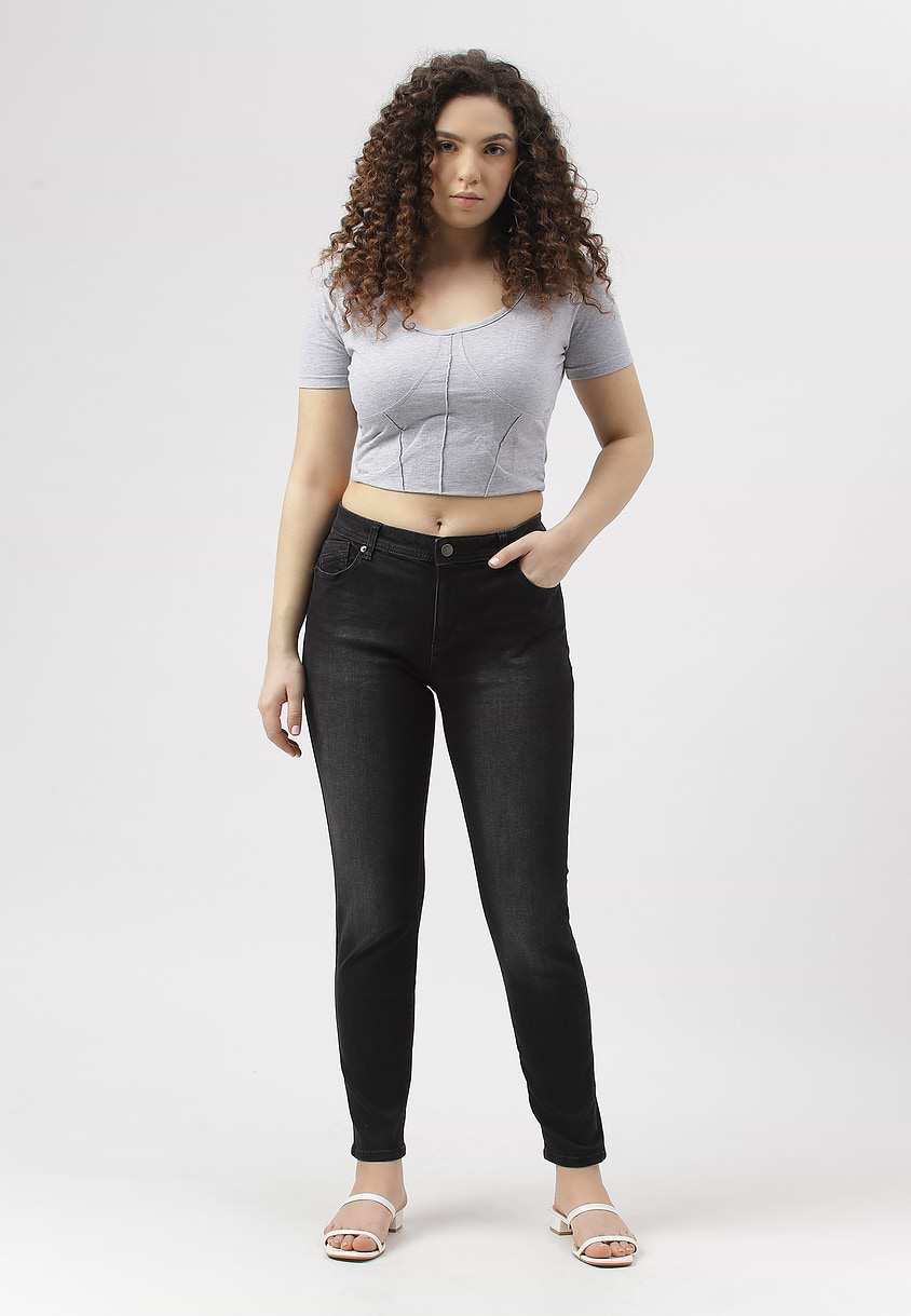 UnExcess Pledge | Black Mid Rise Cropped Skinny Jeans