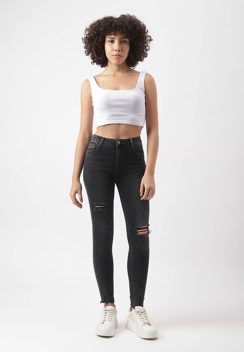 UnExcess Pledge | Black Mid Rise Cropped Skinny Jeans