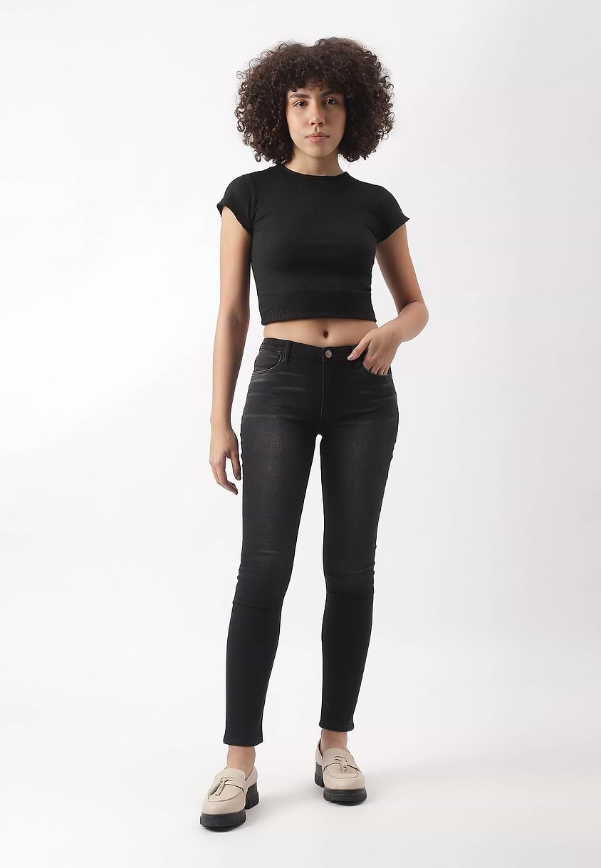 UnExcess Pledge | Black Mid Rise Cropped Skinny Jeans