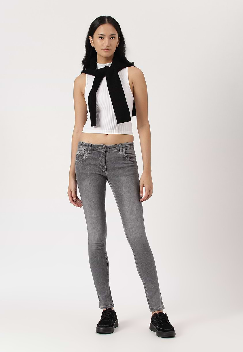 UnWaste Pledge | Grey Low Rise Regular Skinny Jeans