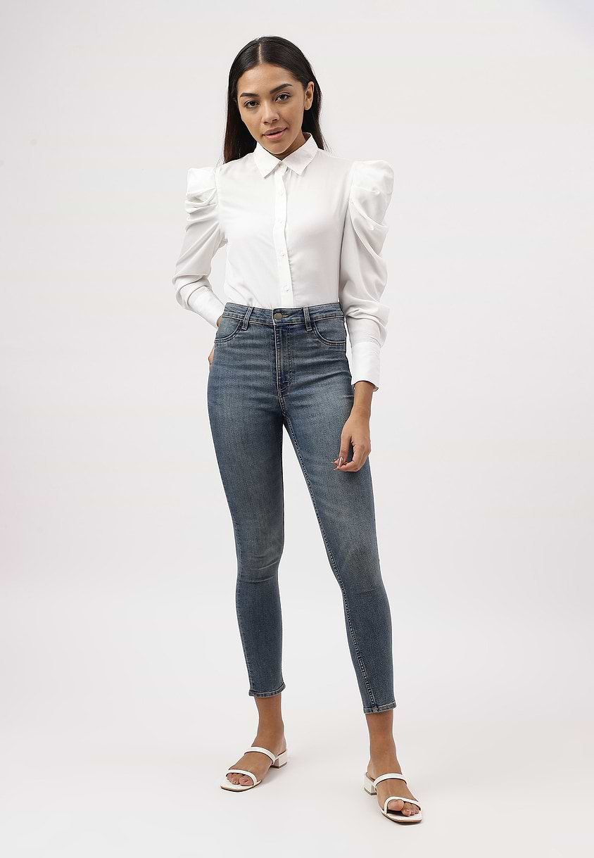 UnWaste Pledge | Dark Indigo High Rise Cropped Skinny Jeans